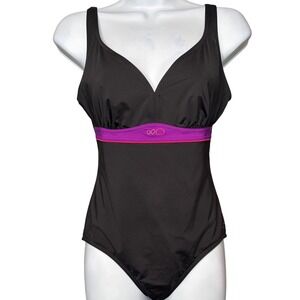 Nabaiji Womens One Piece Swimsuit Black Purple Athletic Size S/M Water Sports